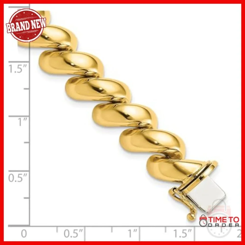 14K Yellow Gold San Marco Chain Bracelet 7
